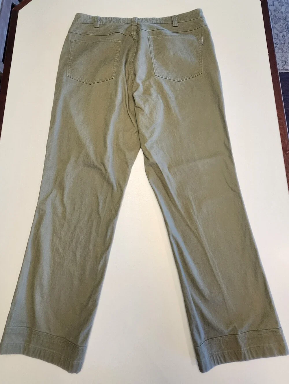 Duluth Trading Co. Flex Ballroom Khakis, Cotton Blend Olive Green Pants, 38x30